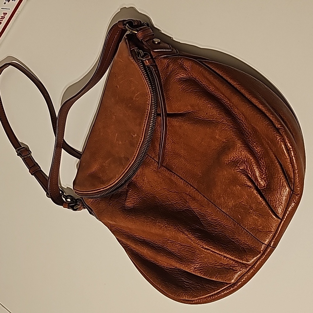 Margot Leather Hand bag, Crossbody Purse, Brass hardware, Cognac Brown